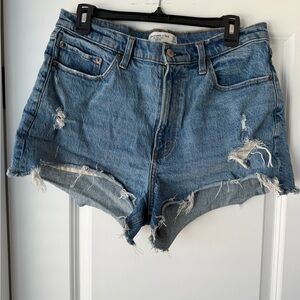 Abercrombie Distressed High-Waist Denim Shorts